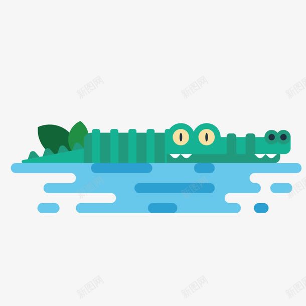 河里鳄鱼png免抠素材_新图网 https://ixintu.com 动物 卡通 湖水