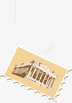 希腊邮票著名景点邮票矢量图高清图片