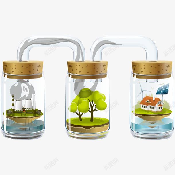 瓶子环保png免抠素材_新图网 https://ixintu.com 环保 玻璃杯 瓶子 绿色植物