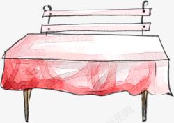 手绘红色餐桌椅插画素材