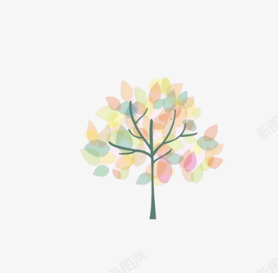 小清新彩色的树psd免抠素材_新图网 https://ixintu.com 创意 小清新 彩色 树