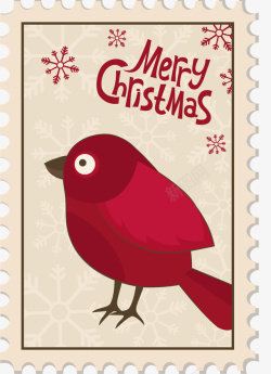 小鸟邮票圣诞节黄色方形邮票高清图片