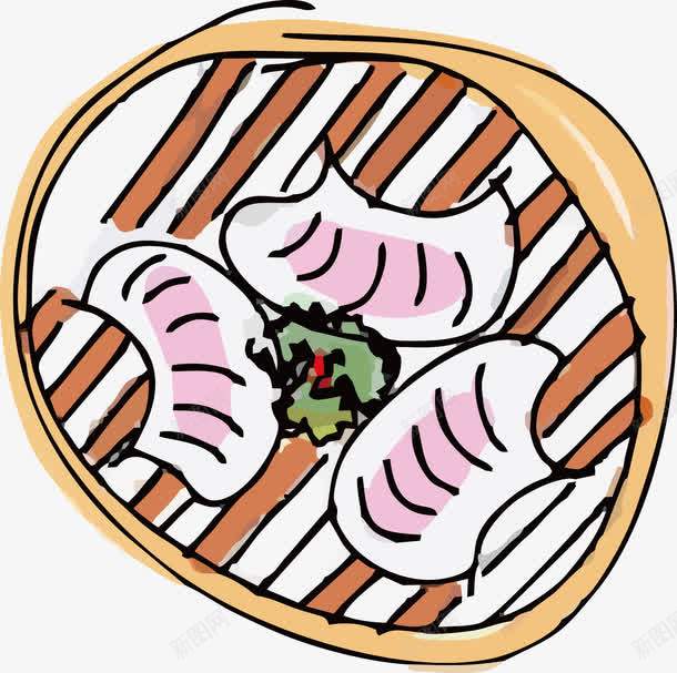 广式美食矢量图ai免抠素材_新图网 https://ixintu.com 手绘 蒸笼 虾饺 矢量图