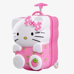 粉红色旅行箱粉红色猫行李箱高清图片