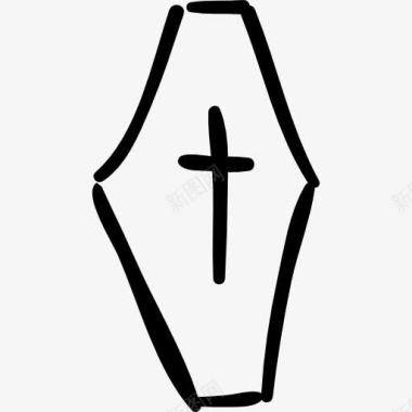 棺材的手绘形状与跨图标图标