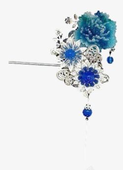 宝石簪子蓝色的簪子高清图片