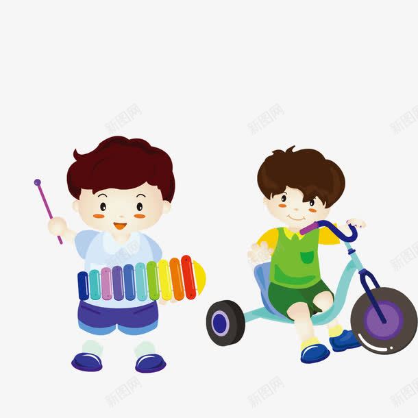 小男孩png免抠素材_新图网 https://ixintu.com 儿童节装饰 卡通元素 男孩 骑车