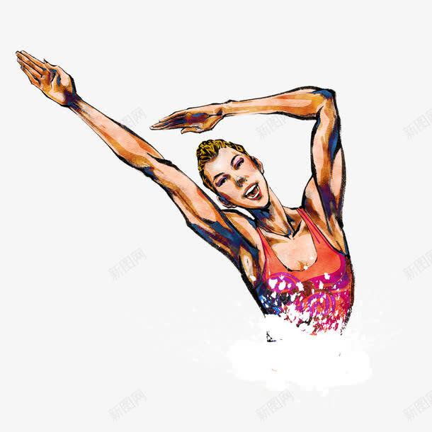 手绘体操运动员png免抠素材_新图网 https://ixintu.com 体操 手绘 运动员