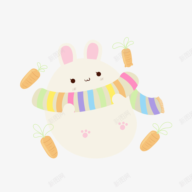 卡通白色小兔子png免抠素材_新图网 https://ixintu.com 卡通动物 卡通小兔子 白色小兔子 背景装饰