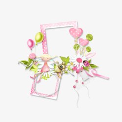 粉色边框植物装饰素材