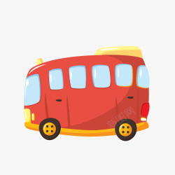 时尚的公交车手绘红色公交车矢量图高清图片