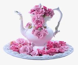 漂亮玫瑰茶壶素材