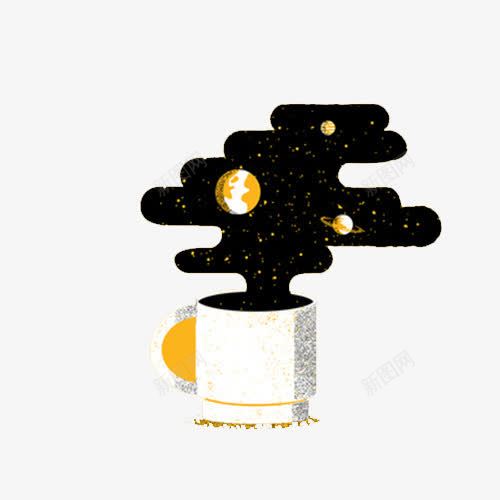 手绘茶杯星空png免抠素材_新图网 https://ixintu.com 太空 幻想 星空 茶杯
