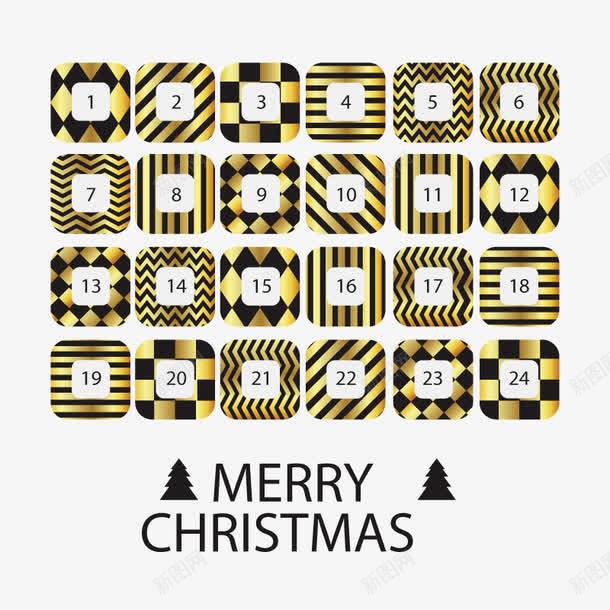 圣诞24日png免抠素材_新图网 https://ixintu.com 圣诞节 数字 条纹 艺术字 金色