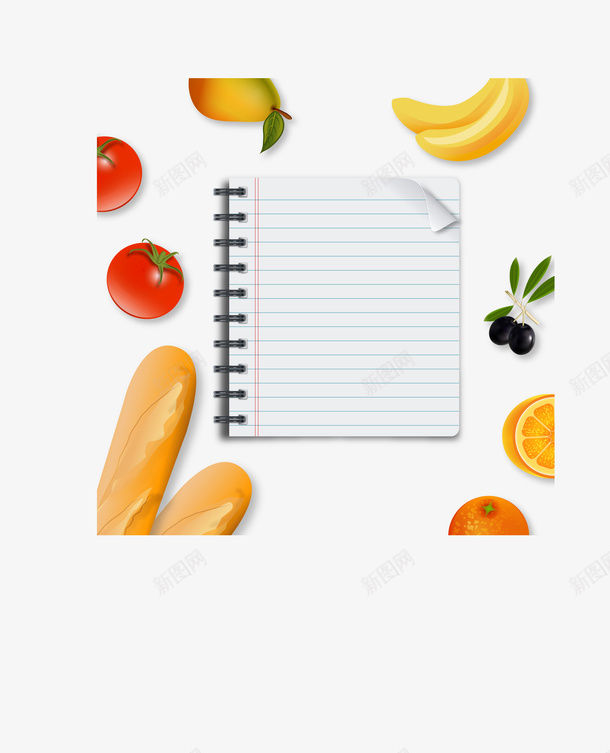 蔬菜水果面包边框和笔记本矢量图ai免抠素材_新图网 https://ixintu.com 水果 笔记本 蔬菜 边框 面包 矢量图