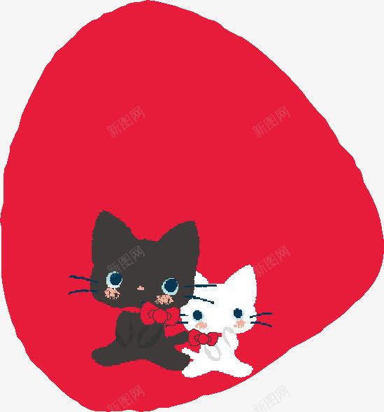 黑猫和白猫png免抠素材_新图网 https://ixintu.com 动物 动画 卡通 简笔画 角色
