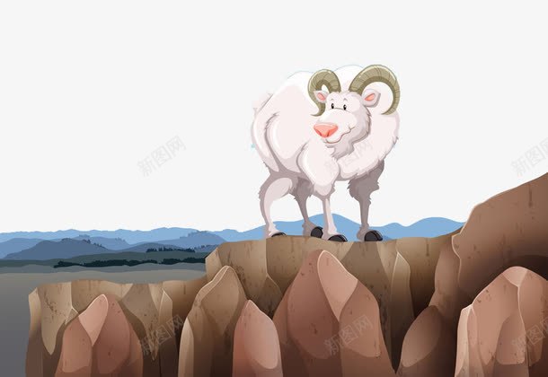山坡上的山羊png免抠素材_新图网 https://ixintu.com 动物 卡通 山坡 山峰 山羊 手绘 海洋