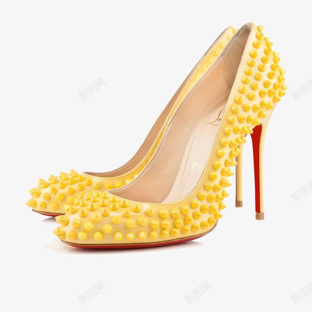 黄色柳丁细跟高跟鞋png免抠素材_新图网 https://ixintu.com Louboutin 产品实物 柳丁 法国Christian 高跟鞋 黄色