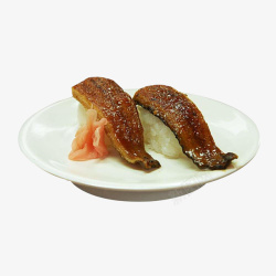 白色方盘鳗鱼寿司圆盘白色鳗鱼寿司餐饮食物高清图片