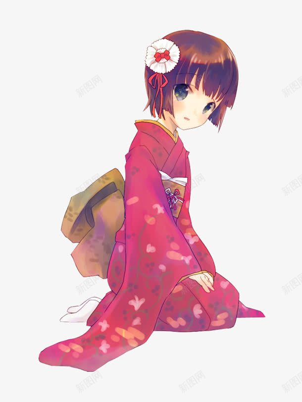 穿着和服的小妹妹png免抠素材_新图网 https://ixintu.com 和服 妹妹 穿着 跪姿