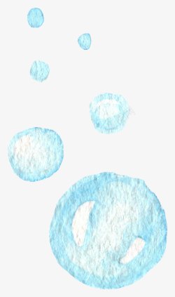 清新森系水彩蓝色泡泡水泡素材