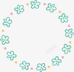 绿色花朵卡通花环矢量图素材