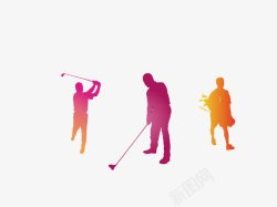 彩色高尔夫球员三款素材