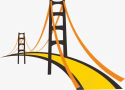 黄色桥梁手绘桥梁高清图片