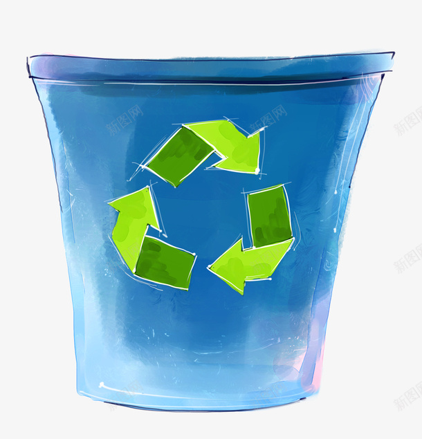 手绘回收桶png免抠素材_新图网 https://ixintu.com 回收桶 矢量装饰 蓝色 装饰 装饰画