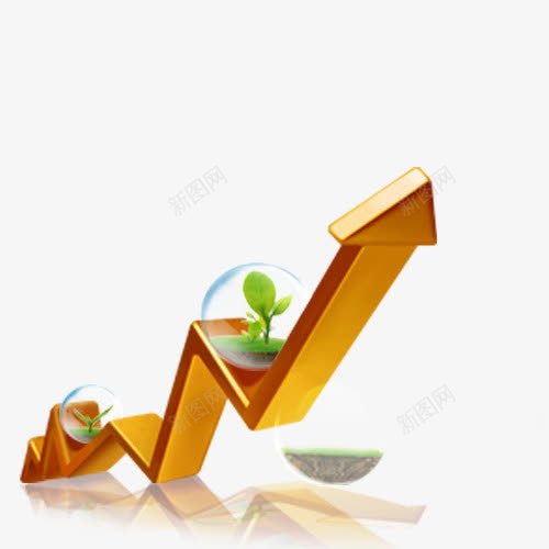 商务科技psd免抠素材_新图网 https://ixintu.com 上升箭头 商业 商务 树叶