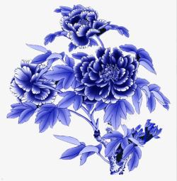 蓝色手绘温暖花朵素材