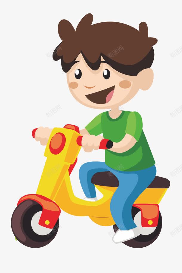 骑车小男孩png免抠素材_新图网 https://ixintu.com 卡通 可爱 小男孩 骑车