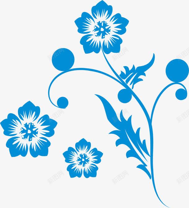 蓝色植物底纹png免抠素材_新图网 https://ixintu.com AI 底纹 植物 线条 背景 蓝色