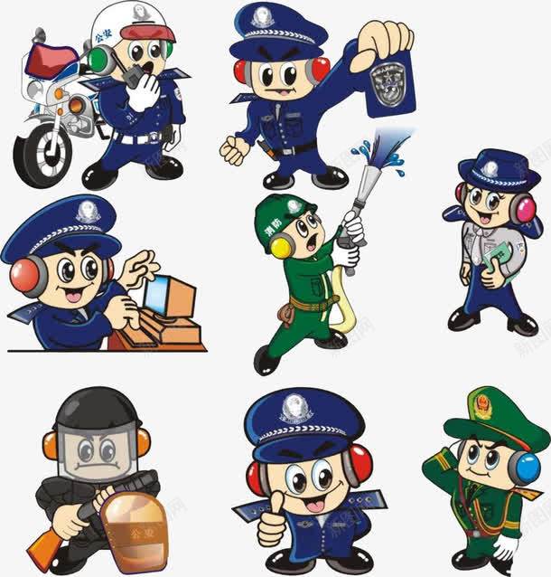 蓝衣服的警察们png免抠素材_新图网 https://ixintu.com 担当 消防 蓝衣服 警察