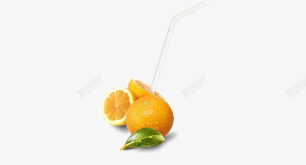 新鲜的橙子插上吸管png免抠素材_新图网 https://ixintu.com 吸管 新鲜 橙子 维生素