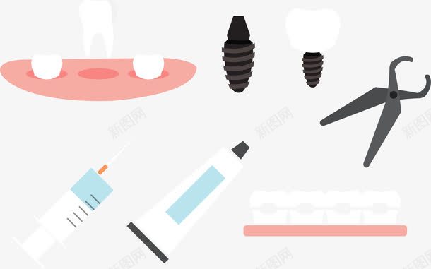牙科诊断图标png_新图网 https://ixintu.com 拔牙 拔牙工具 牙科 牙膏 牙齿 针筒