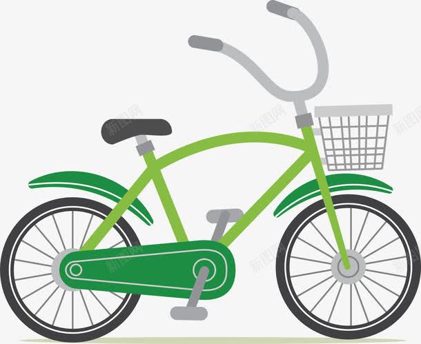 绿色带框单车png免抠素材_新图网 https://ixintu.com 共享单车 单车 矢量png 绿色单车 车筐 车筐单车