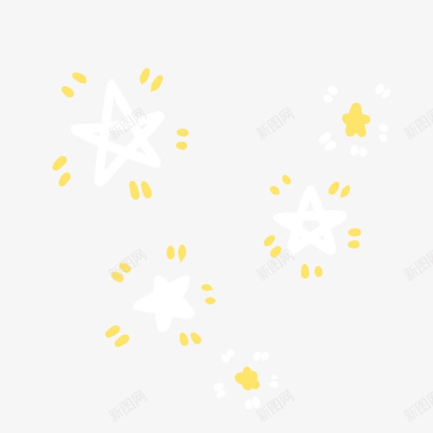 白色星星黄点png免抠素材_新图网 https://ixintu.com 星星 白色 黄点