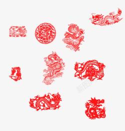中国风剪纸龙第二组素材