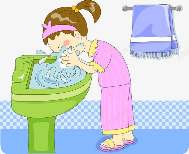 洗脸的女孩png免抠素材_新图网 https://ixintu.com 女孩 干净 整洁 洗脸