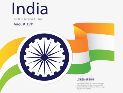 飘扬印度国旗海报矢量图素材