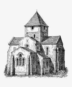 手绘法国古老教堂矢量图素材