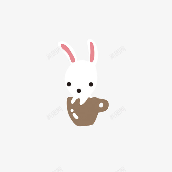 小兔子在杯子里面png免抠素材_新图网 https://ixintu.com 卡通小兔子 卡通杯子 咖色 白色