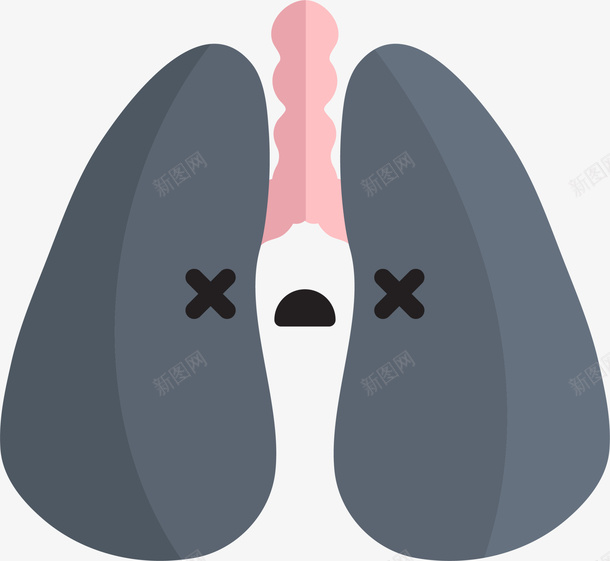 黑色卡通受伤的肺部png免抠素材_新图网 https://ixintu.com 5月31日 世界无烟日 健康 受伤的肺 戒烟 肺部受损