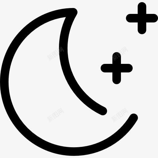 Moon和星星图标png_新图网 https://ixintu.com 半月 夜 新月 明星 月相 自然