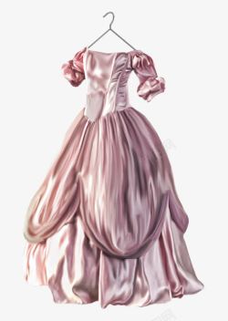 漂浮粉色手绘礼裙素材
