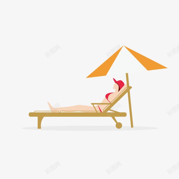 躺着的女孩png免抠素材_新图网 https://ixintu.com PNG 太阳伞 女孩 躺椅