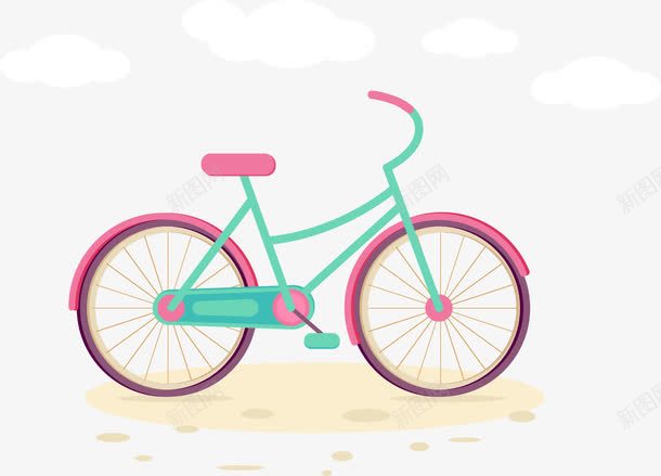 粉色自行车png免抠素材_新图网 https://ixintu.com 单车 粉色 自行车 骑行