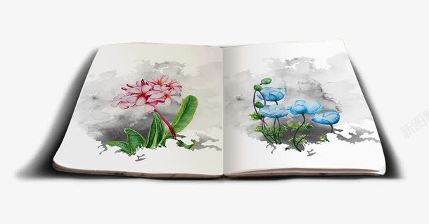 彩绘花朵图案书本png免抠素材_新图网 https://ixintu.com 书本 彩绘花朵图案 翻开的书