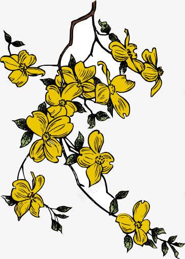 魅力的植物png免抠素材_新图网 https://ixintu.com 树干 植物 花瓣 黄色 黑色